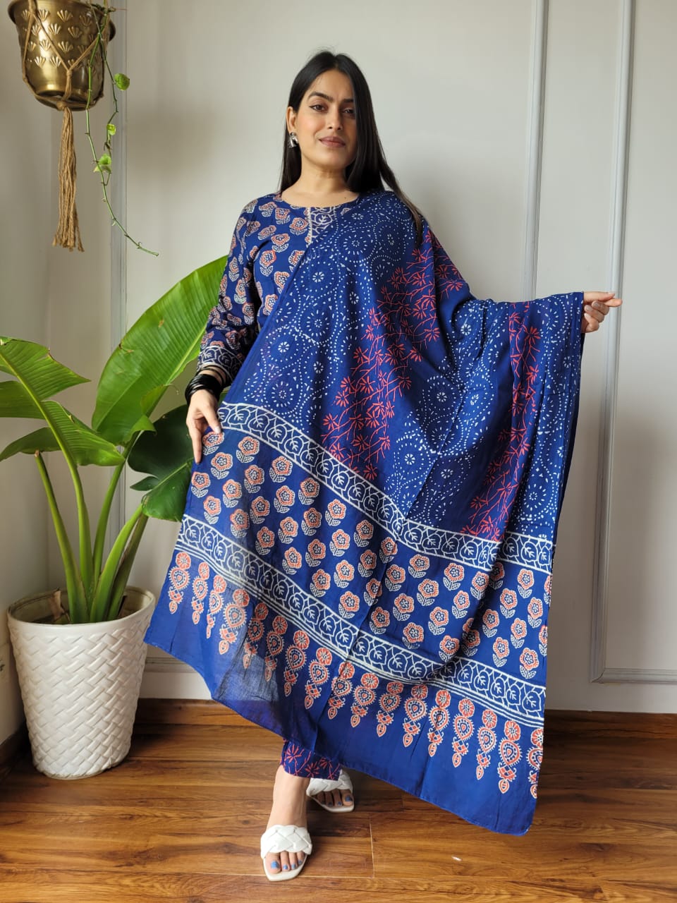 Hand Block Cotton Suits With Cotton Dupatta