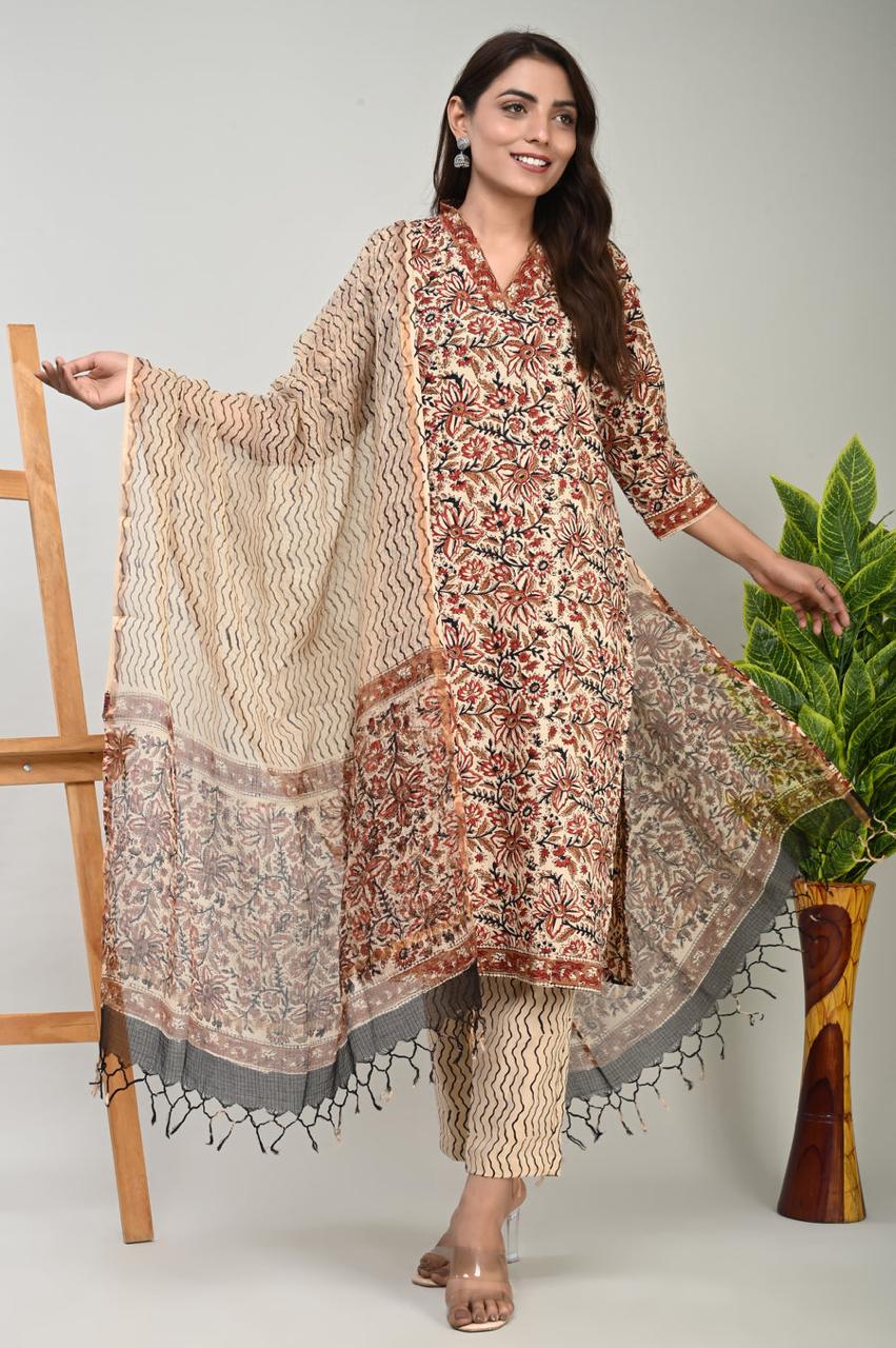 Cotton Suit with Pure Kota Doriya Dupatta