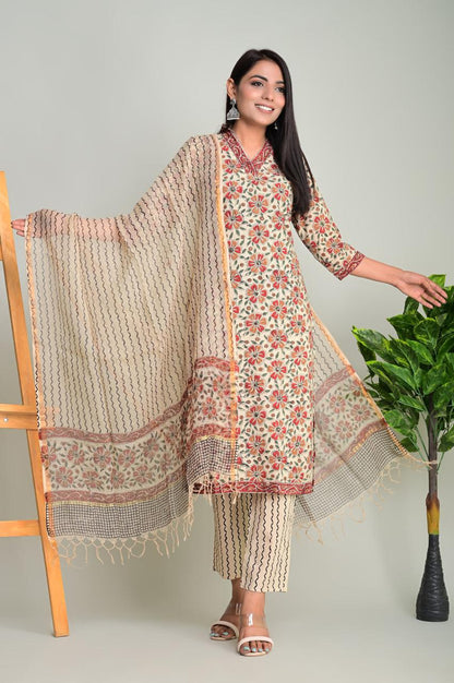 Cotton Suit with Pure Kota Doriya Dupatta