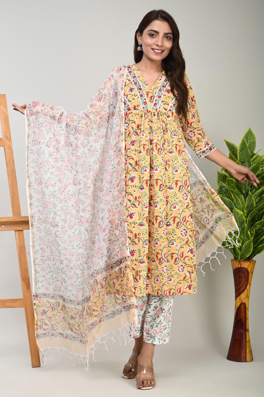 Cotton Suit with Pure Kota Doriya Dupatta