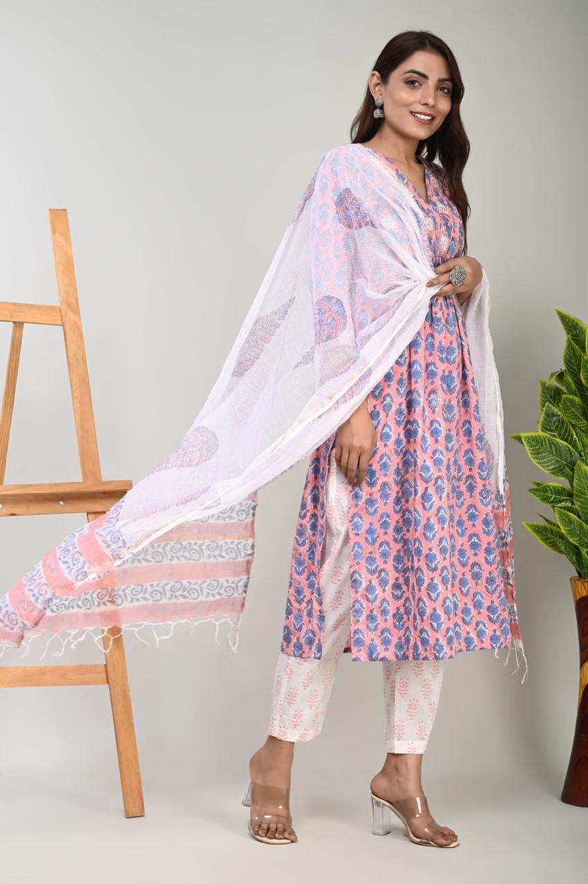 Cotton Suit with Pure Kota Doriya Dupatta