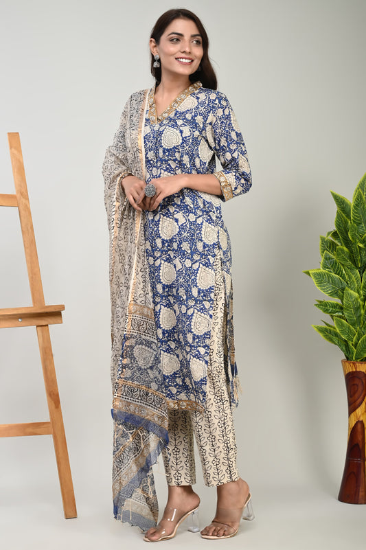 Cotton Suit with Pure Kota Doriya Dupatta