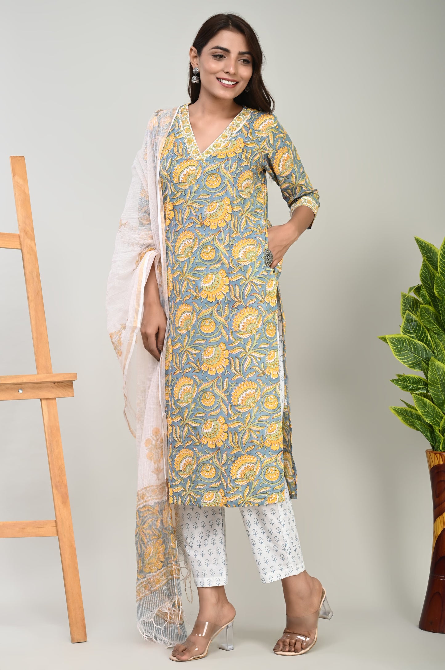 Cotton Suit with Pure Kota Doriya Dupatta