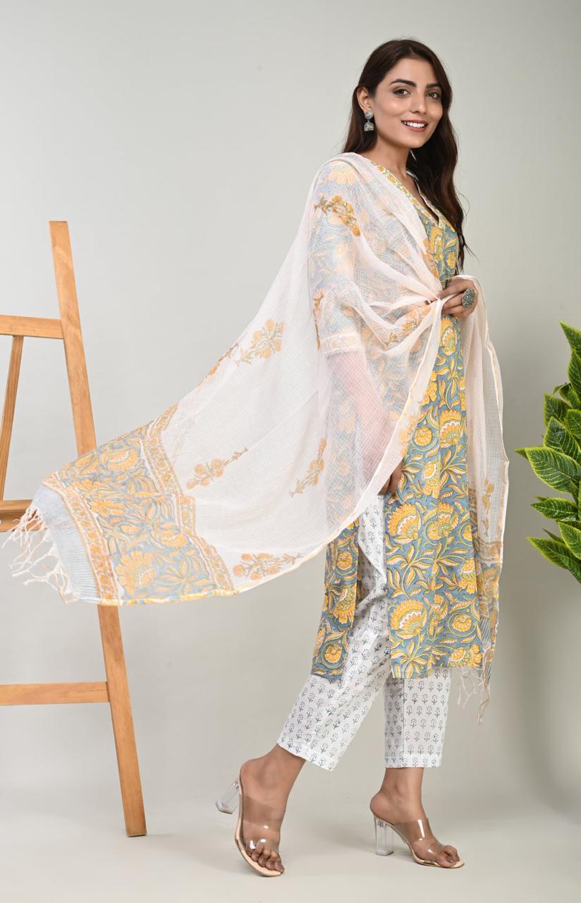 Cotton Suit with Pure Kota Doriya Dupatta