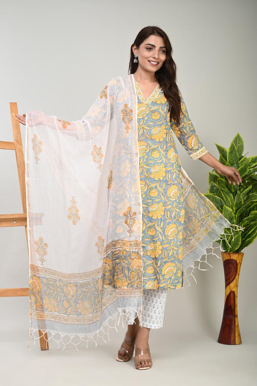 Cotton Suit with Pure Kota Doriya Dupatta