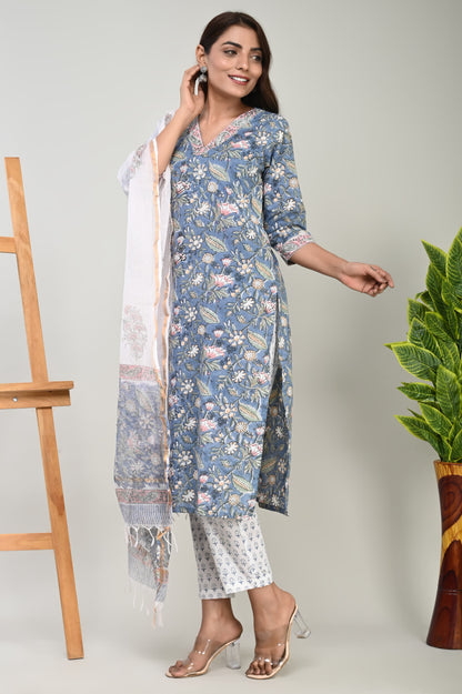 Cotton Suit with Pure Kota Doriya Dupatta