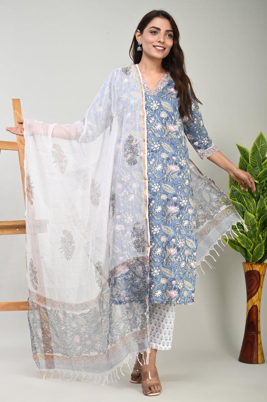 Cotton Suit with Pure Kota Doriya Dupatta