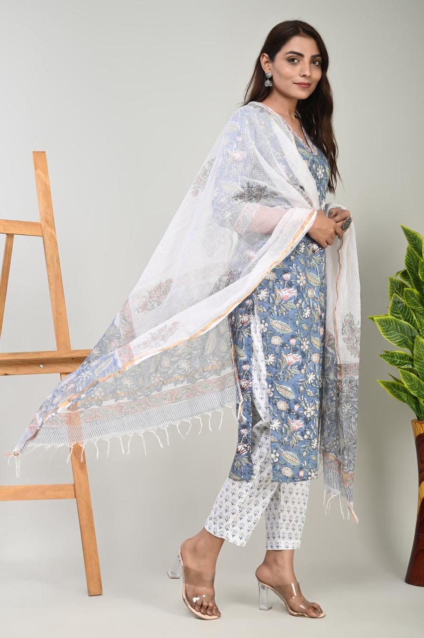 Cotton Suit with Pure Kota Doriya Dupatta