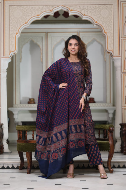 Handblock Cotton Suit with Cotton Dupatta