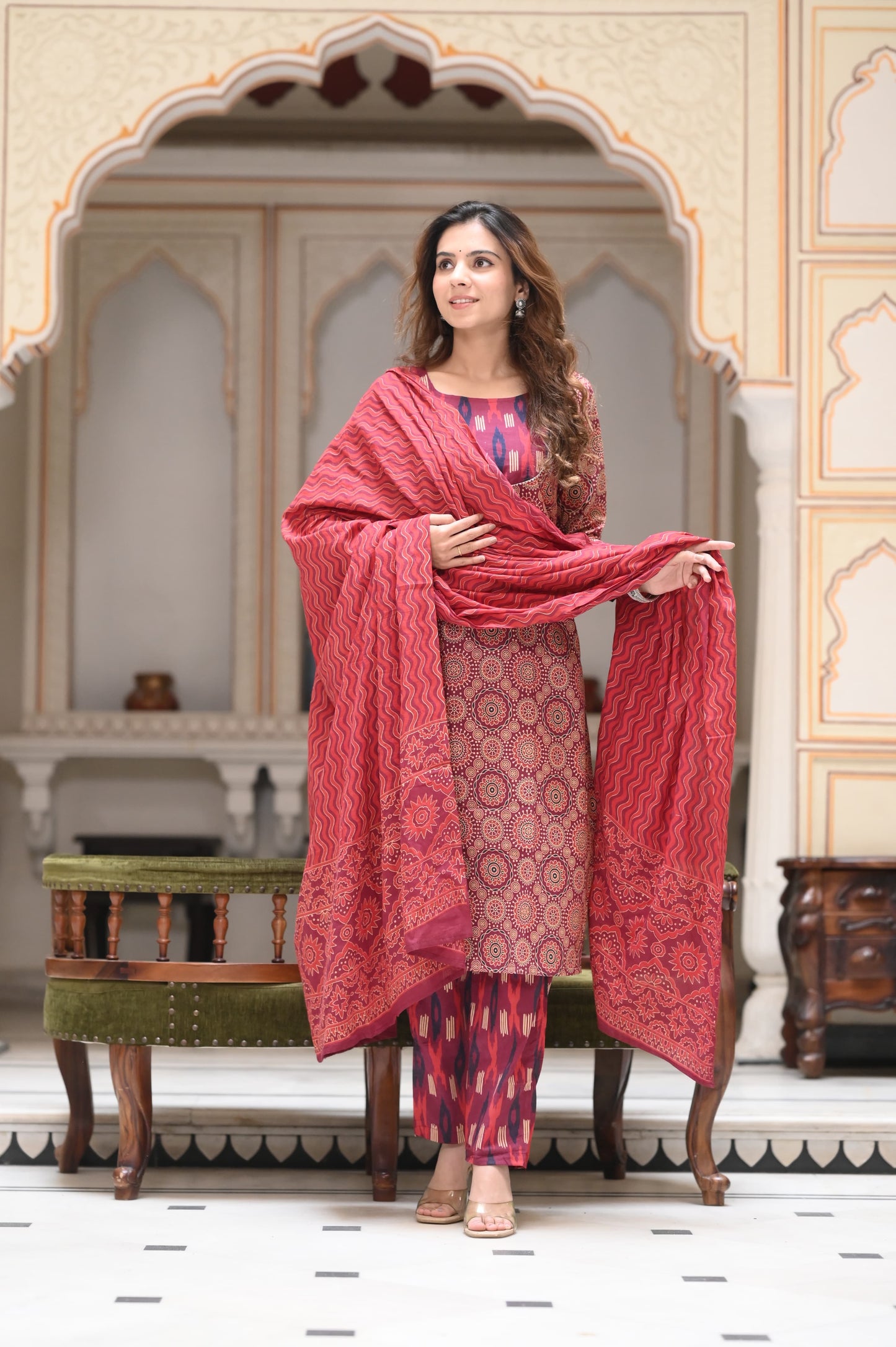 Handblock Cotton Suit with Cotton Dupatta