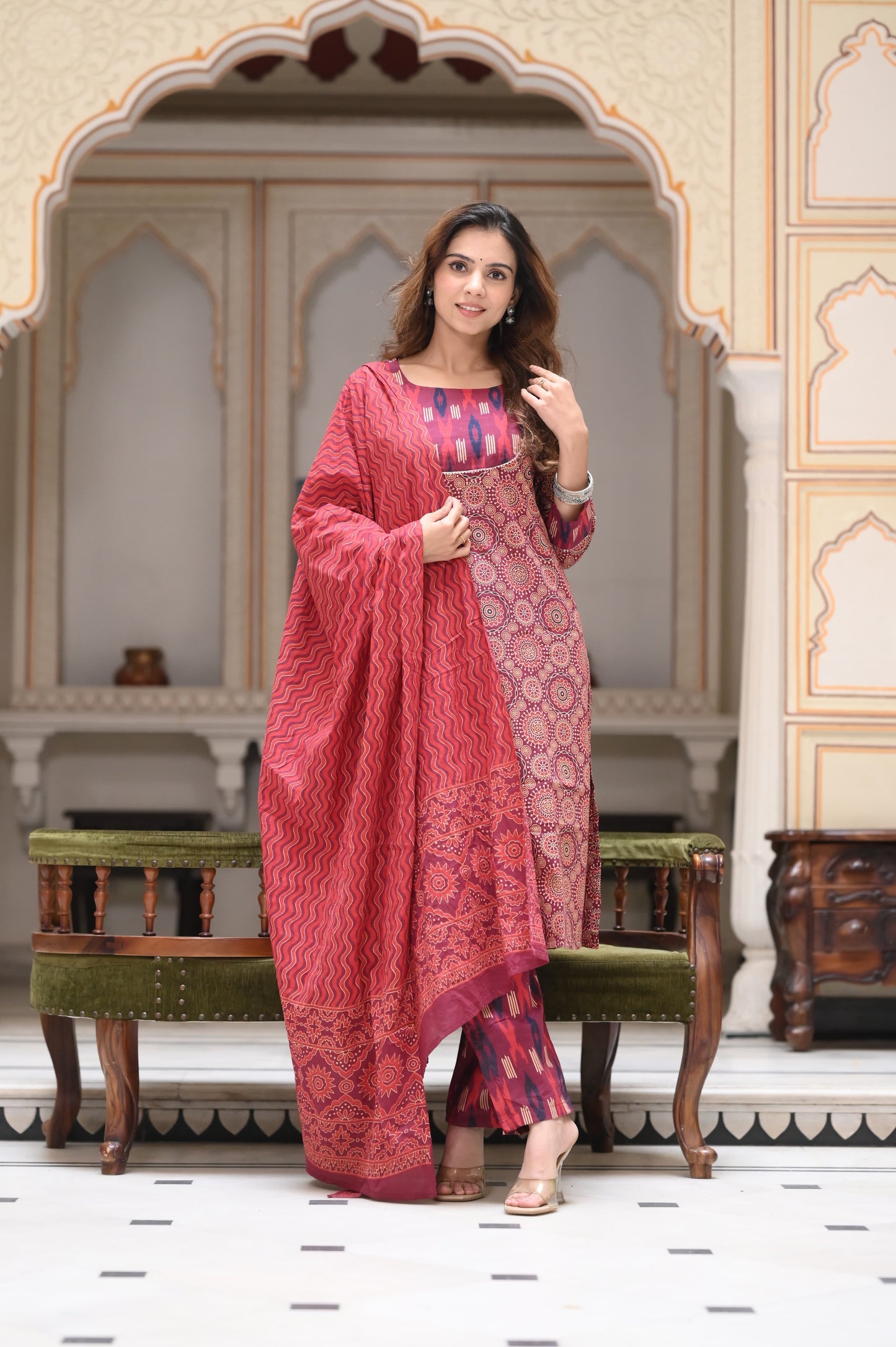 Handblock Cotton Suit with Cotton Dupatta