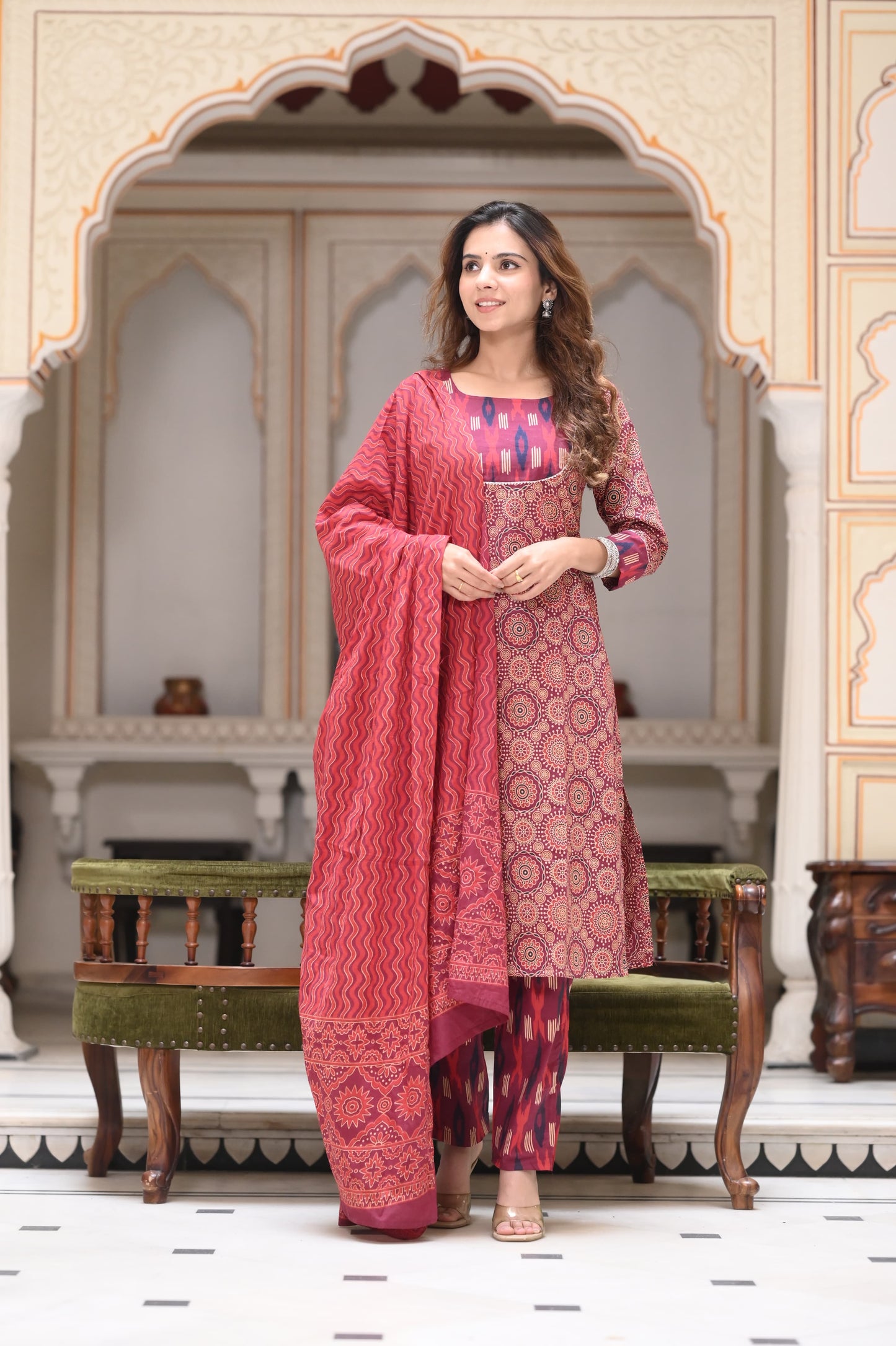 Handblock Cotton Suit with Cotton Dupatta