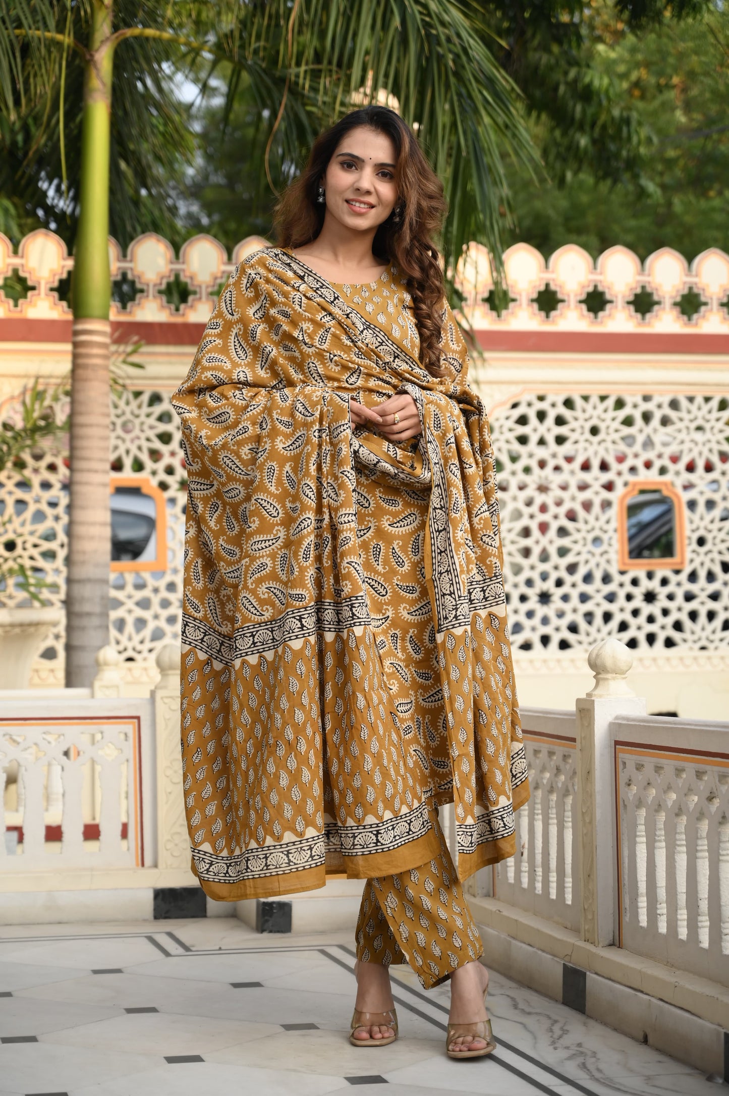 Handblock Cotton Suit with Cotton Dupatta