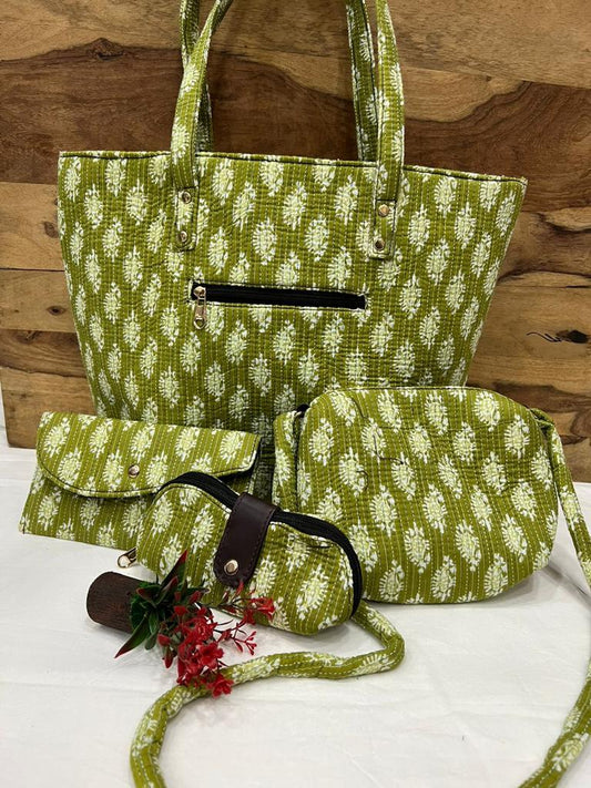 Jaipuri Printed Kantha Bag Set