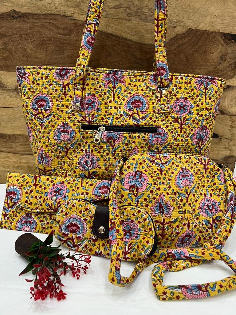 Jaipuri Printed Kantha Bag Set