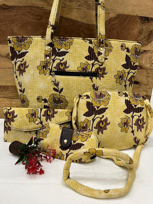 Jaipuri Printed Kantha Bag Set