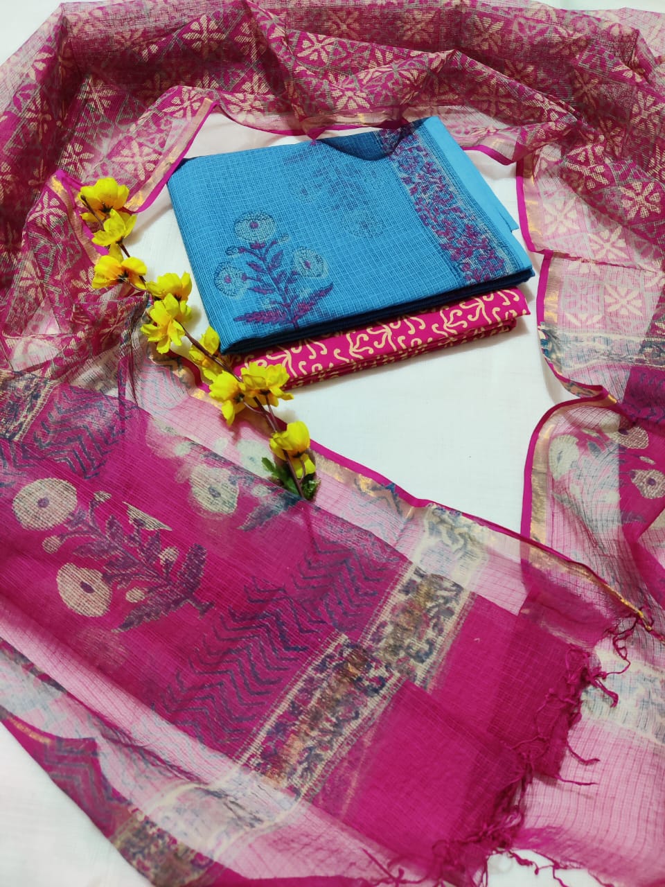 Block printed Kota Doriya Suit with Kota Doriya Dupatta