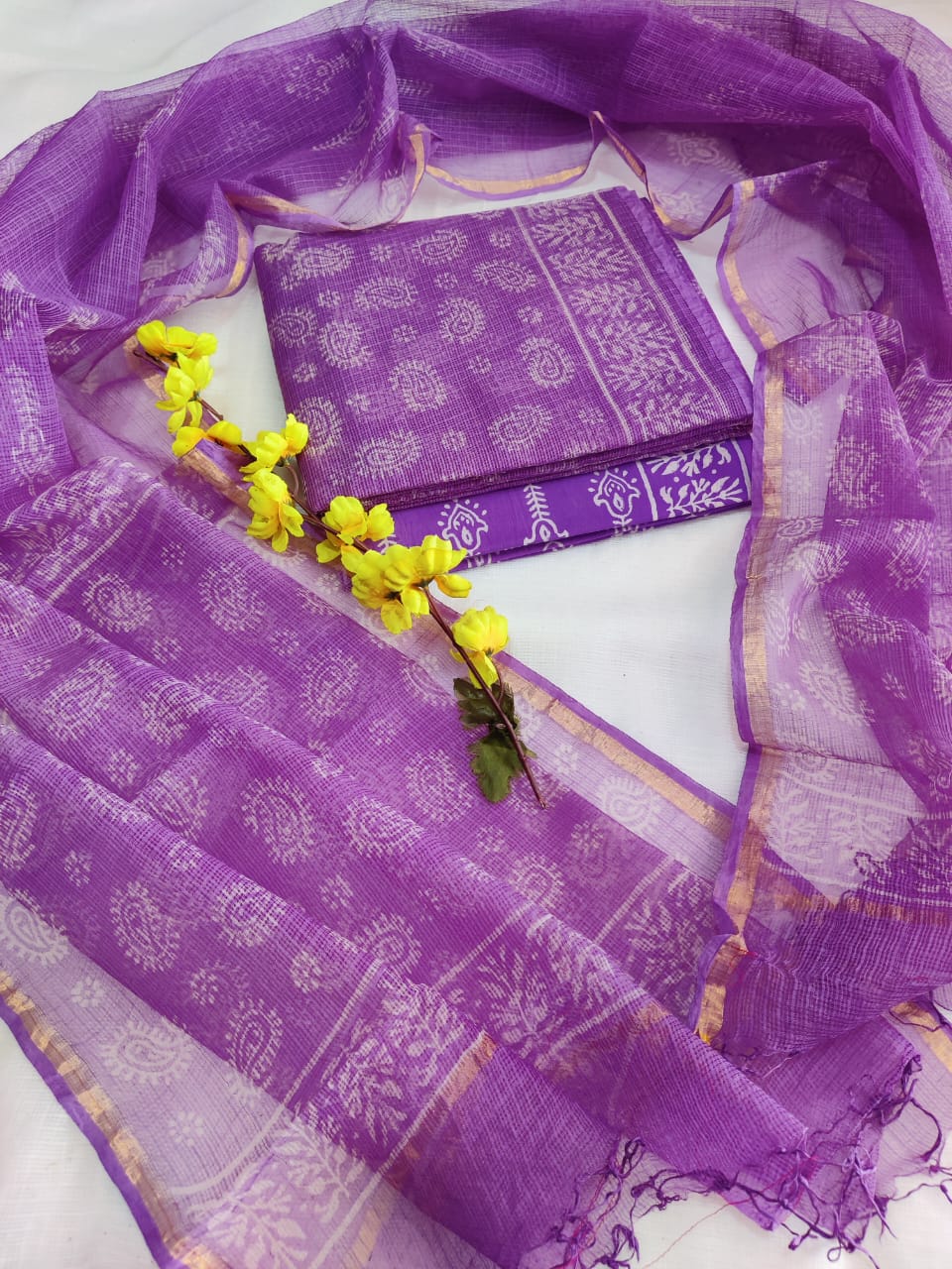 Block printed Kota Doriya Suit with Kota Doriya Dupatta