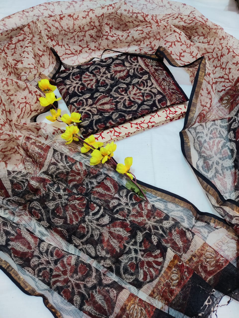 Block printed Kota Doriya Suit with Kota Doriya Dupatta