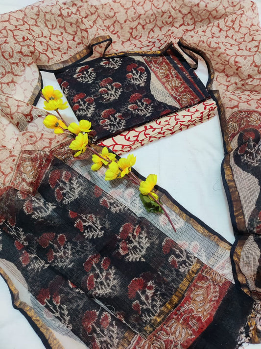 Block printed Kota Doriya Suit with Kota Doriya Dupatta