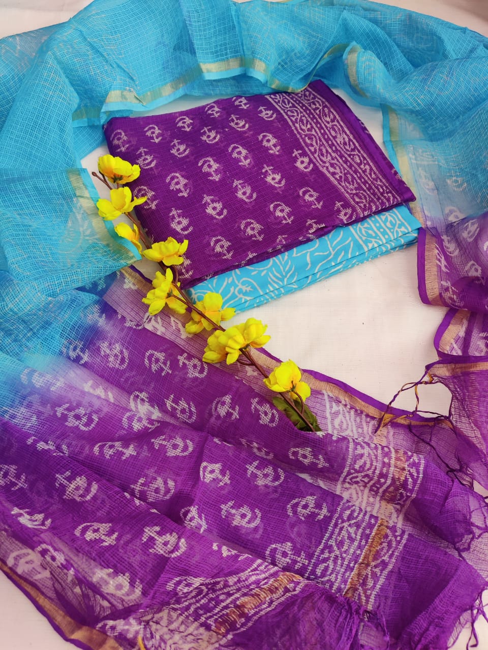 Block printed Kota Doriya Suit with Kota Doriya Dupatta