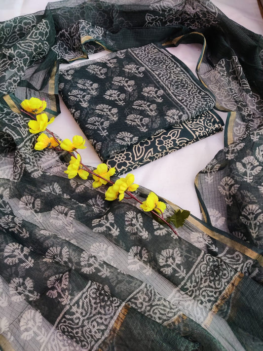 Block printed Kota Doriya Suit with Kota Doriya Dupatta