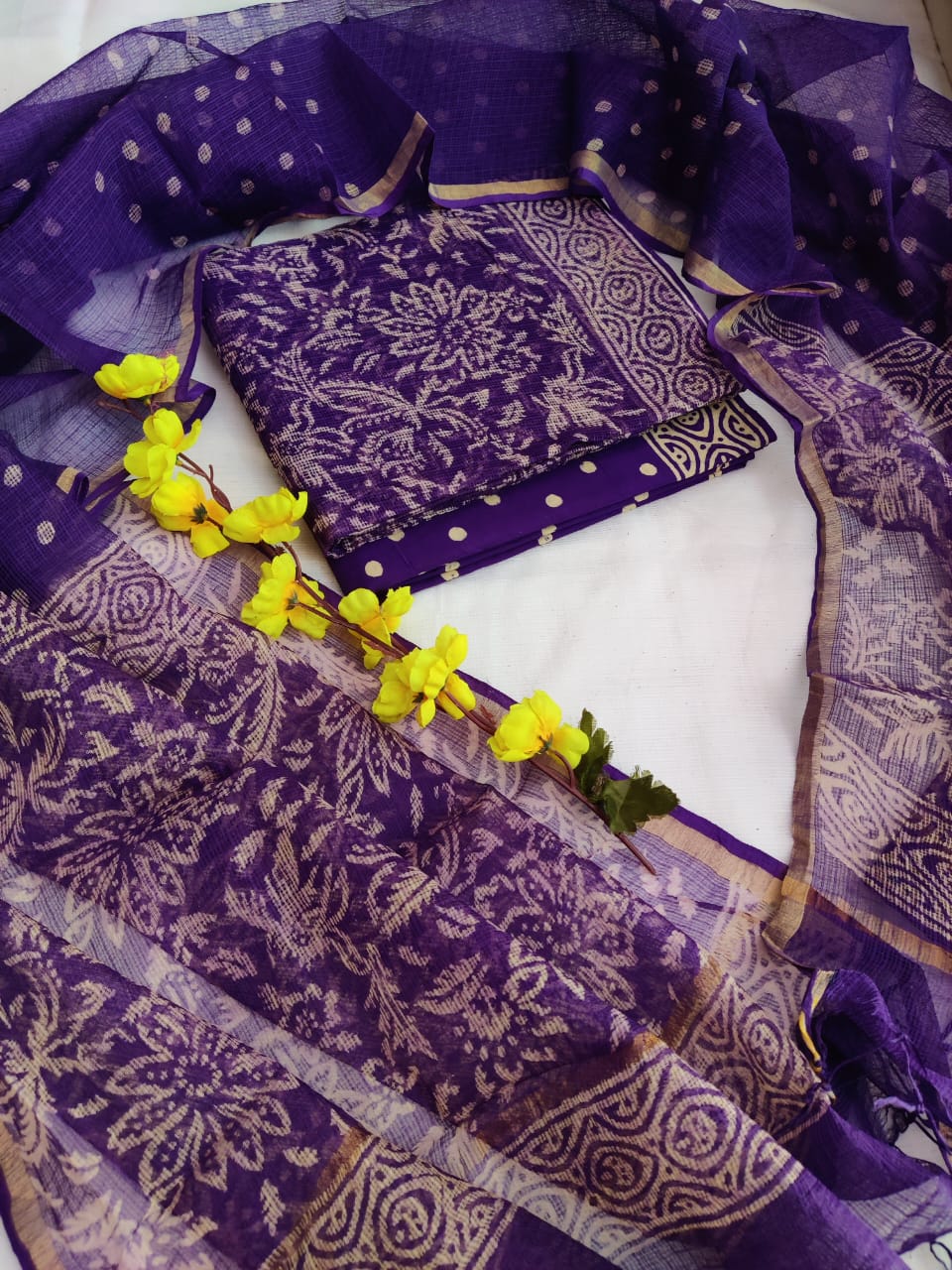 Block printed Kota Doriya Suit with Kota Doriya Dupatta