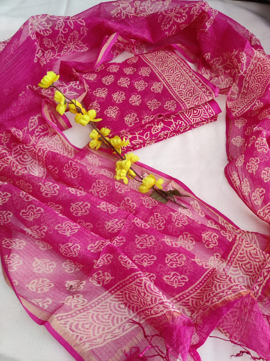 Block printed Kota Doriya Suit with Kota Doriya Dupatta