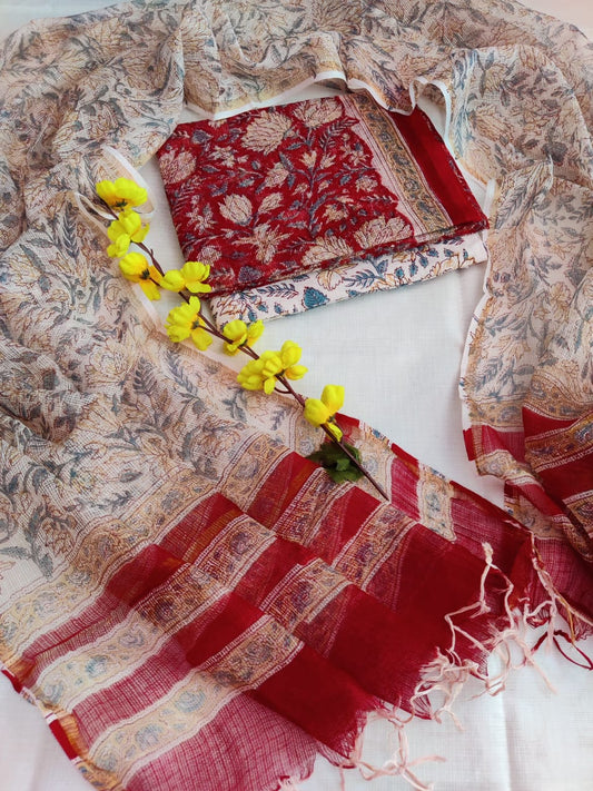 Block printed Kota Doriya Suit with Kota Doriya Dupatta