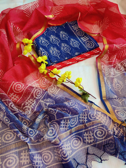 Block printed Kota Doriya Suit with Kota Doriya Dupatta