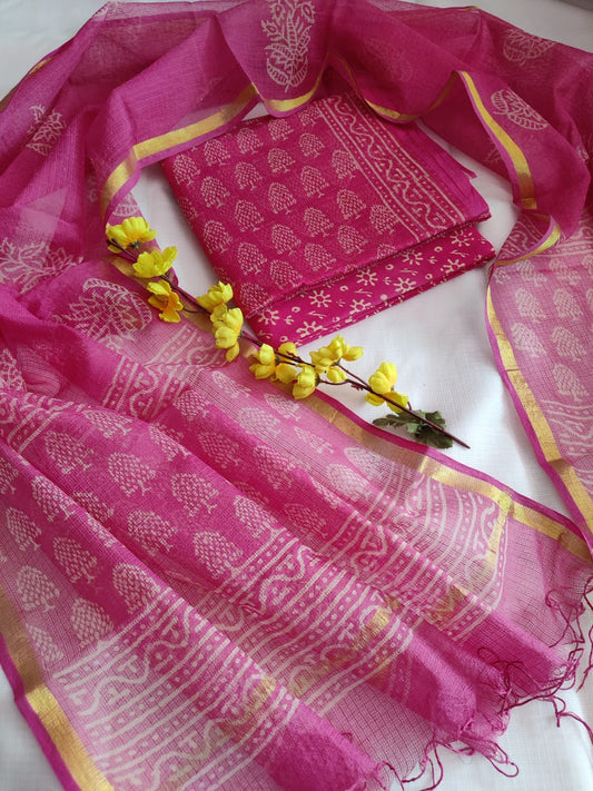 Block printed Kota Doriya Suit with Kota Doriya Dupatta