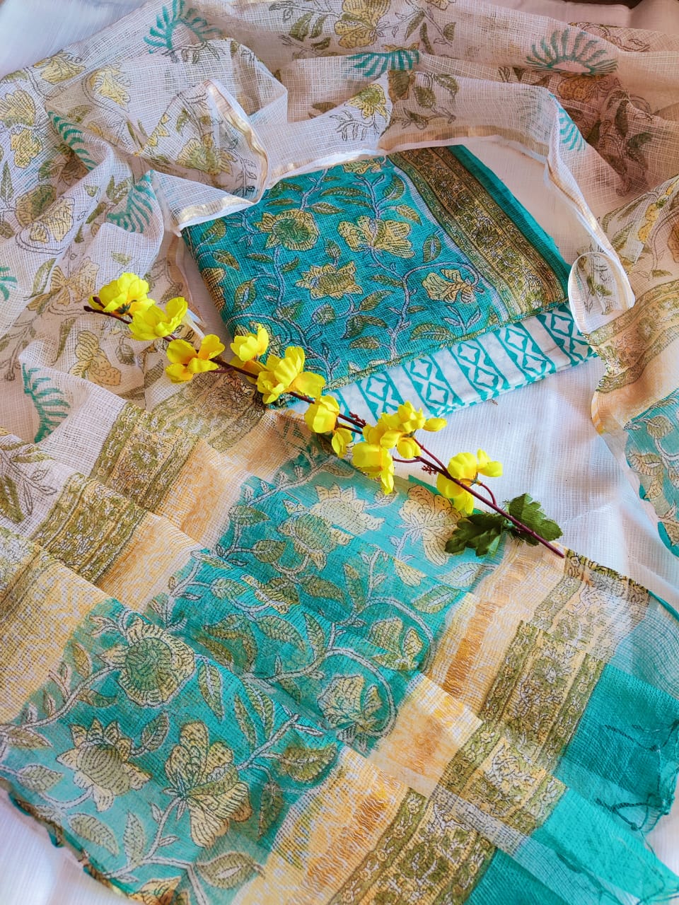 Block printed Kota Doriya Suit with Kota Doriya Dupatta