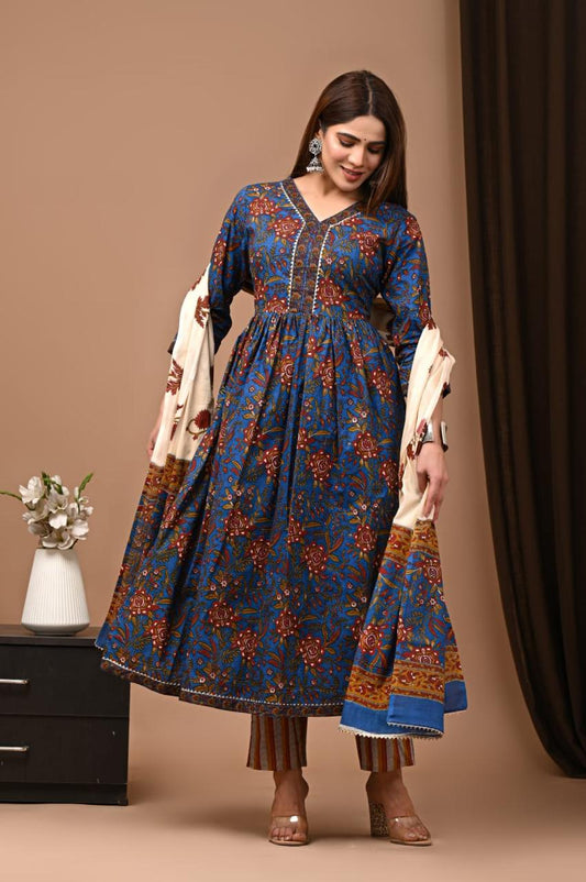 Nyra Cut Cotton Suit with Mulmul Dupatta