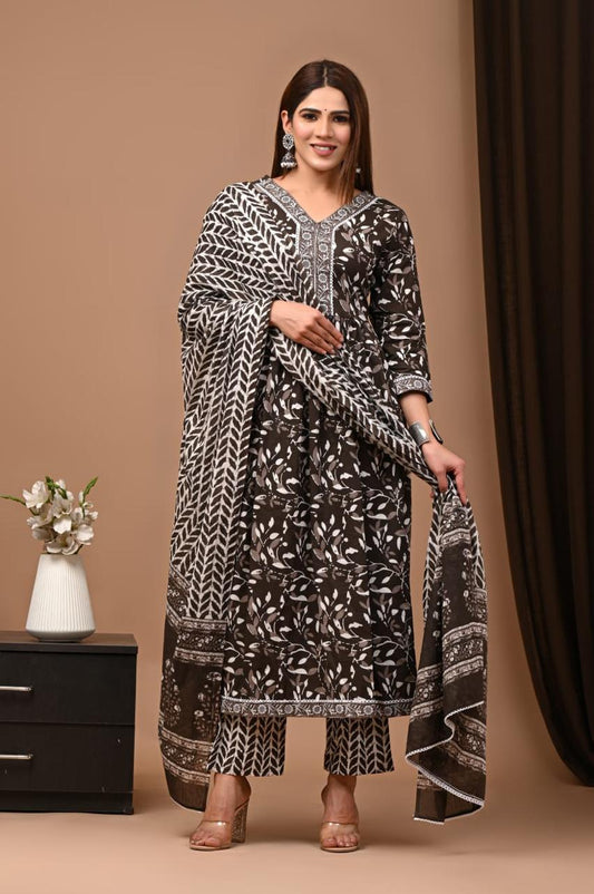 Nyra Cut Cotton Suit with Mulmul Dupatta