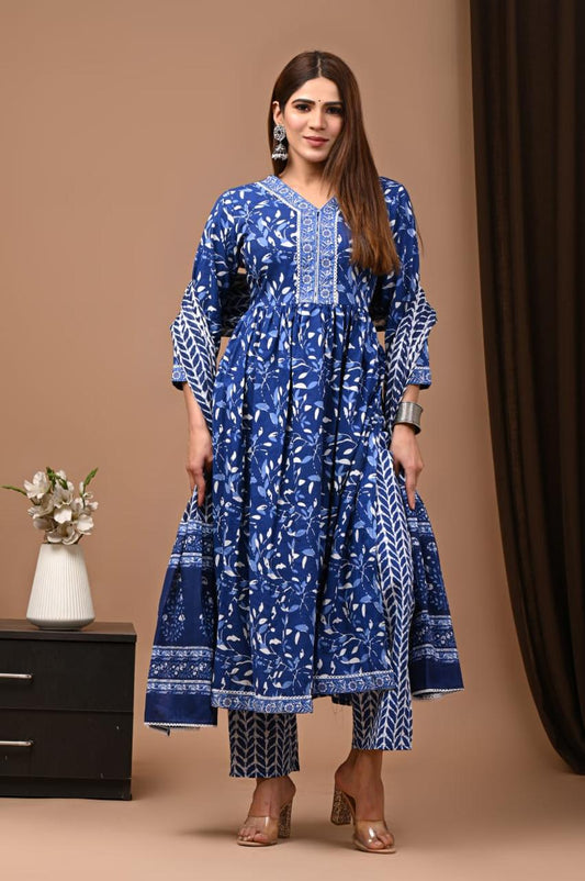 Nyra Cut Cotton Suit with Mulmul Dupatta