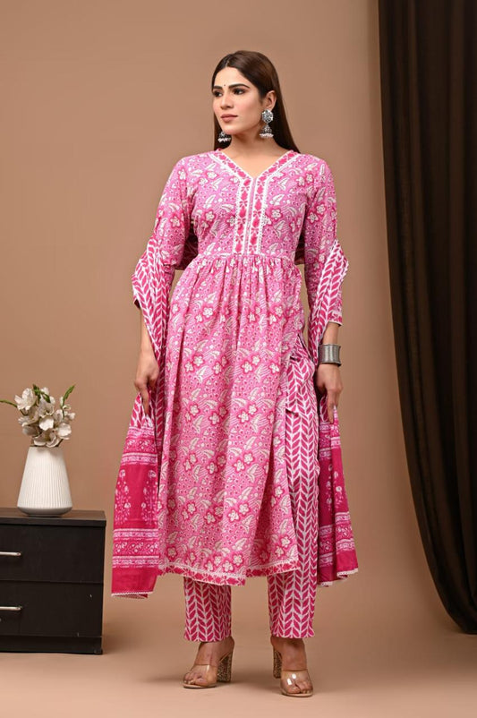 Nyra Cut Cotton Suit with Mulmul Dupatta