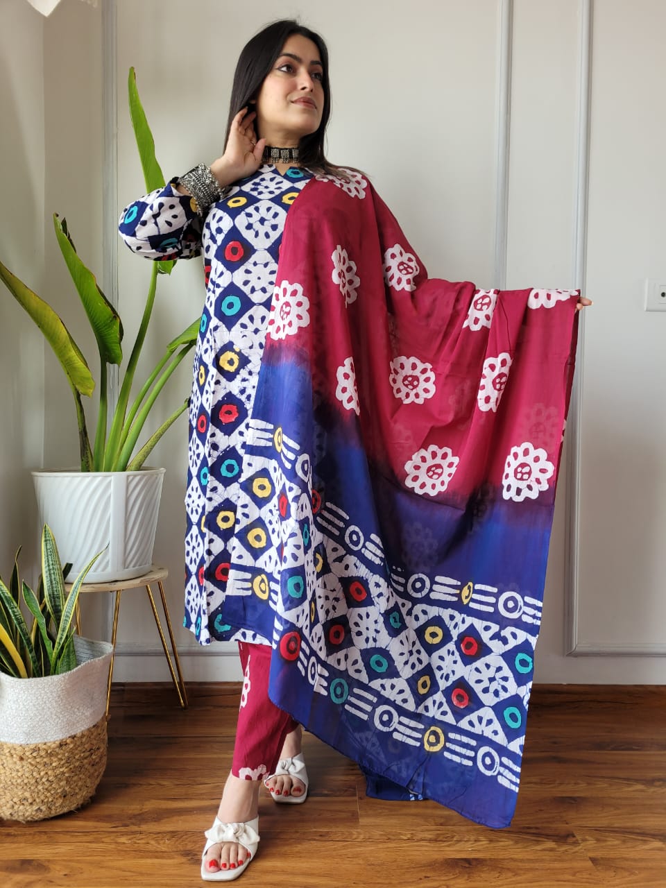 Hand Block Cotton Suits With Cotton Dupatta