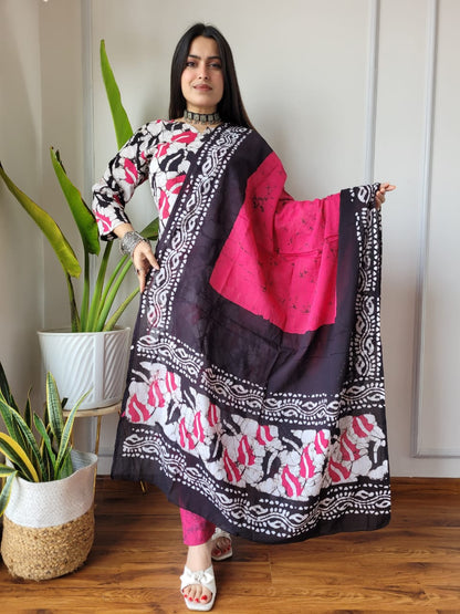 Hand Block Cotton Suits With Cotton Dupatta