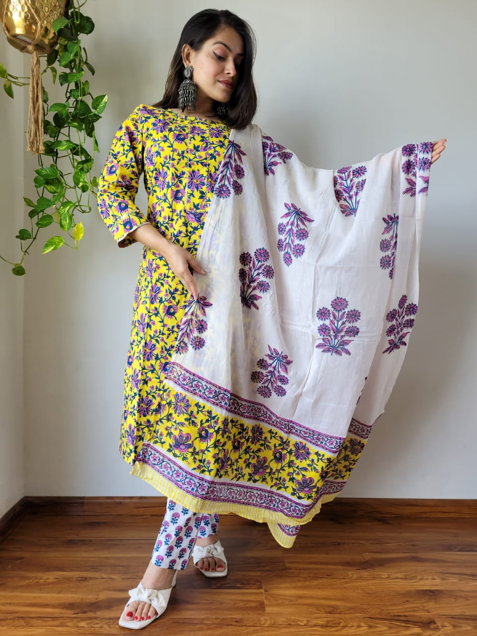 Hand Block Cotton Suits With Cotton Dupatta