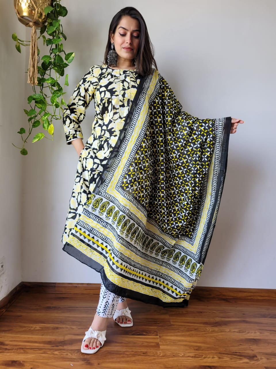 Hand Block Cotton Suits With Cotton Dupatta