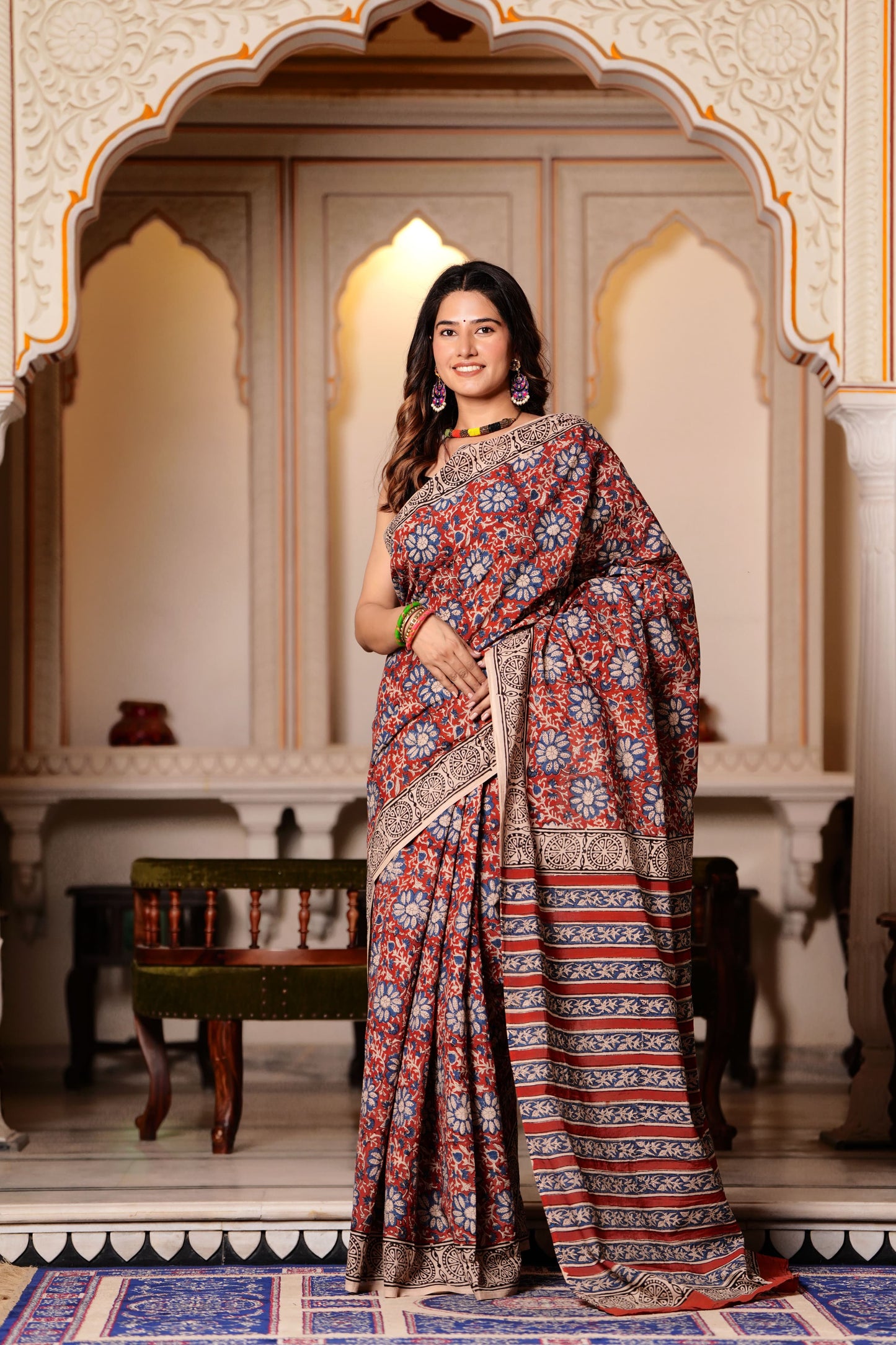 Pure Organic Cotton Mulmul Saree With Blouse