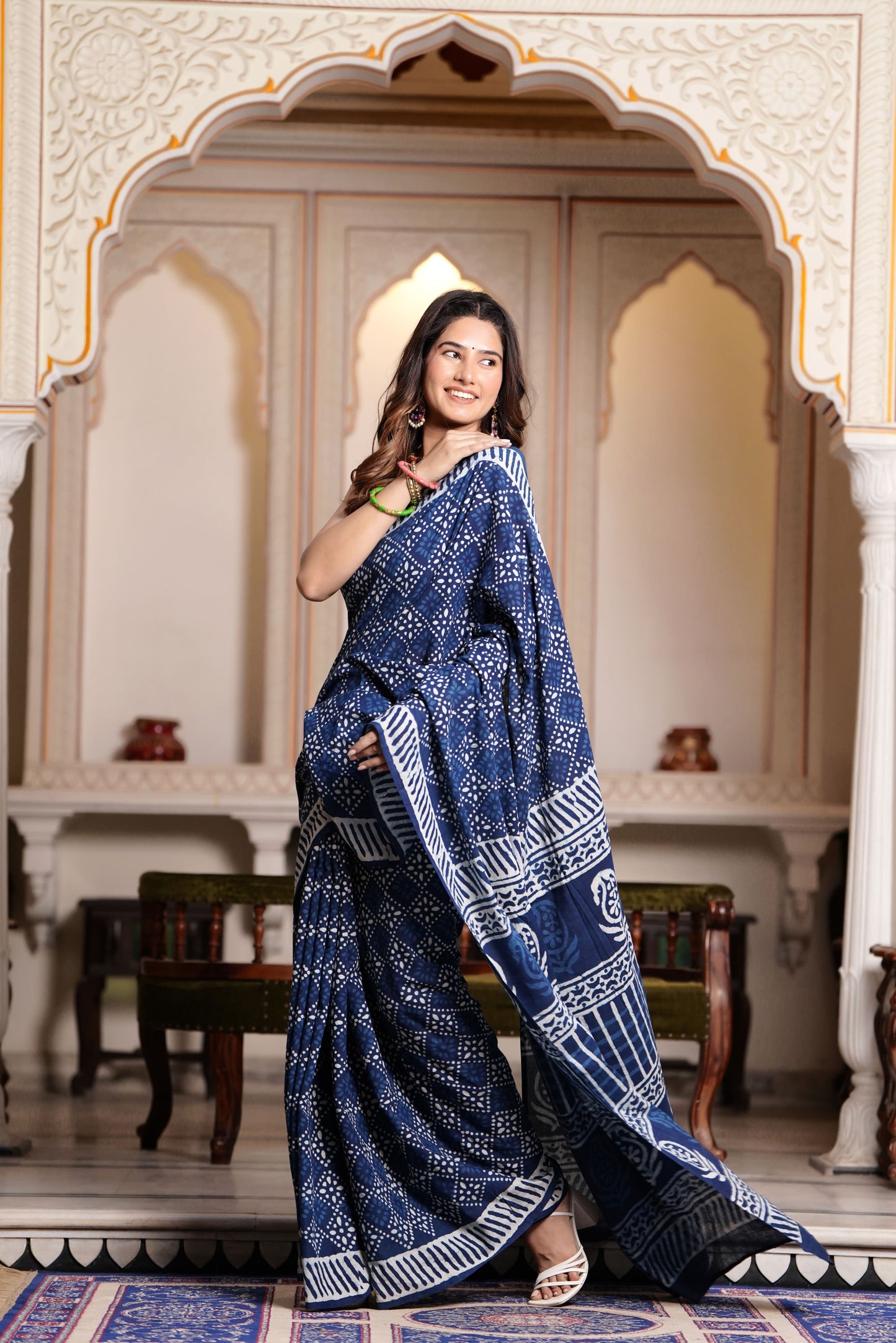 Pure Organic Cotton Mulmul Saree With Blouse