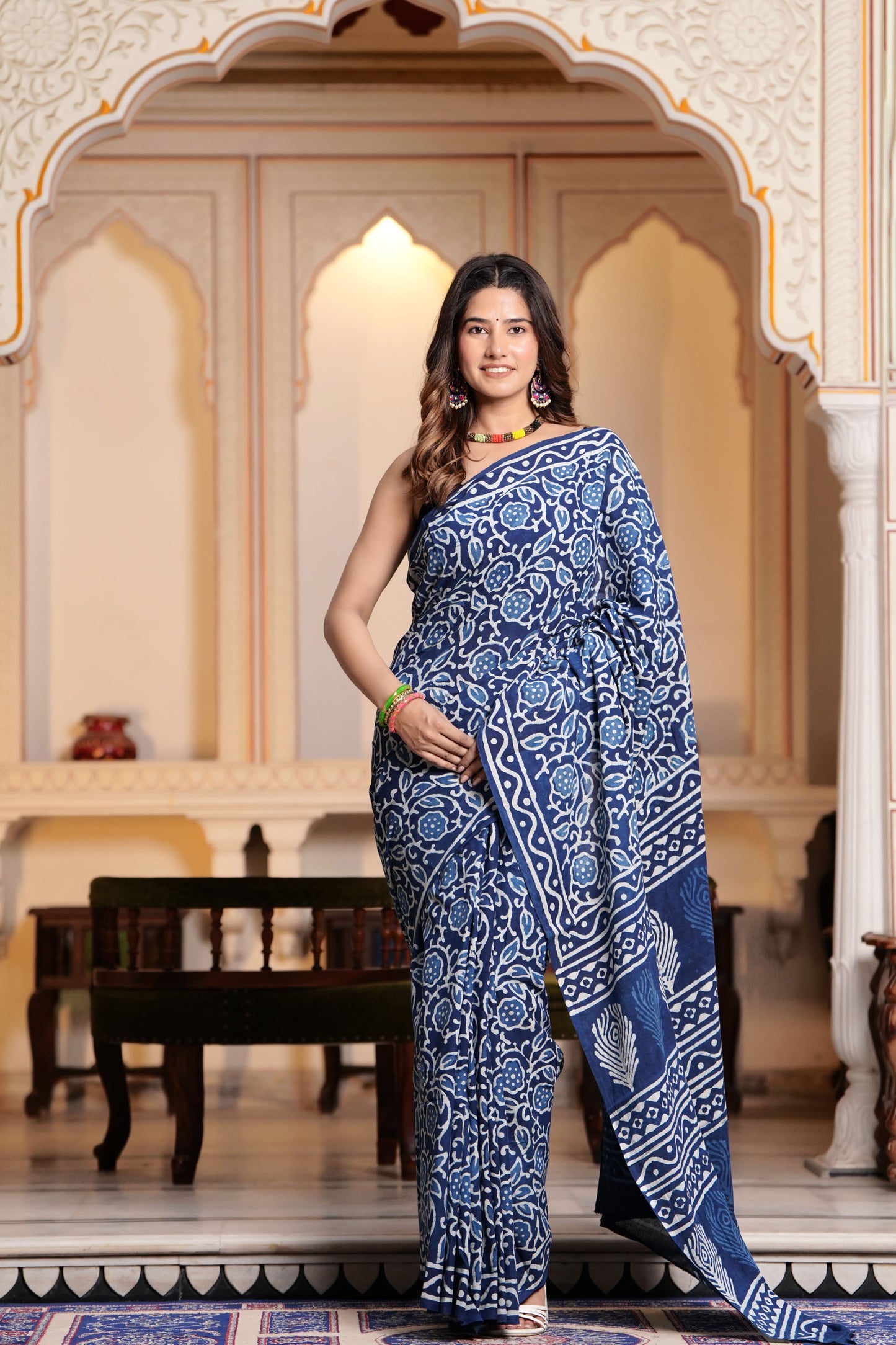 Pure Organic Cotton Mulmul Saree With Blouse