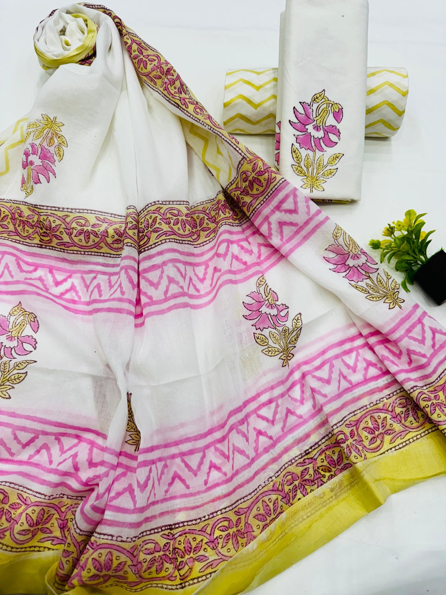 Cotton Suit Set with Mul Cotton Dupatta