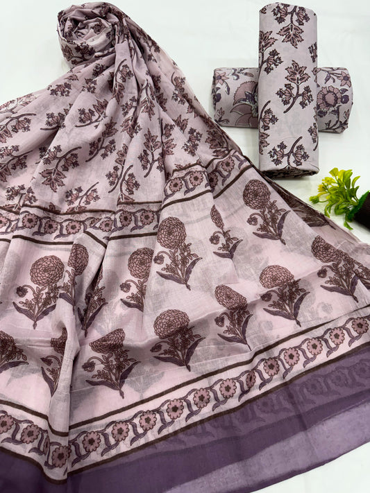 Cotton Suit Set with Mul Cotton Dupatta