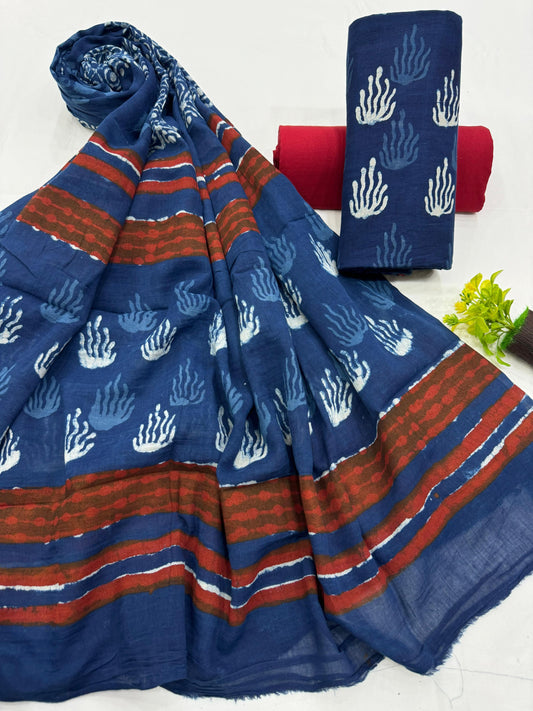 Cotton Suit Set with Mul Cotton Dupatta