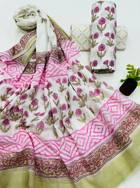 Cotton Suit Set with Mul Cotton Dupatta