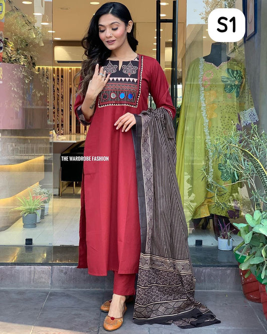 Cotton Suit with Mul Mul Dupatta