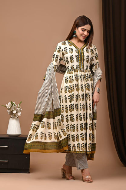 Nyra Cut Cotton Suit with Mulmul Dupatta