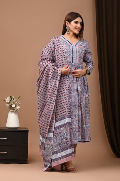 Nyra Cut Cotton Suit with Mulmul Dupatta